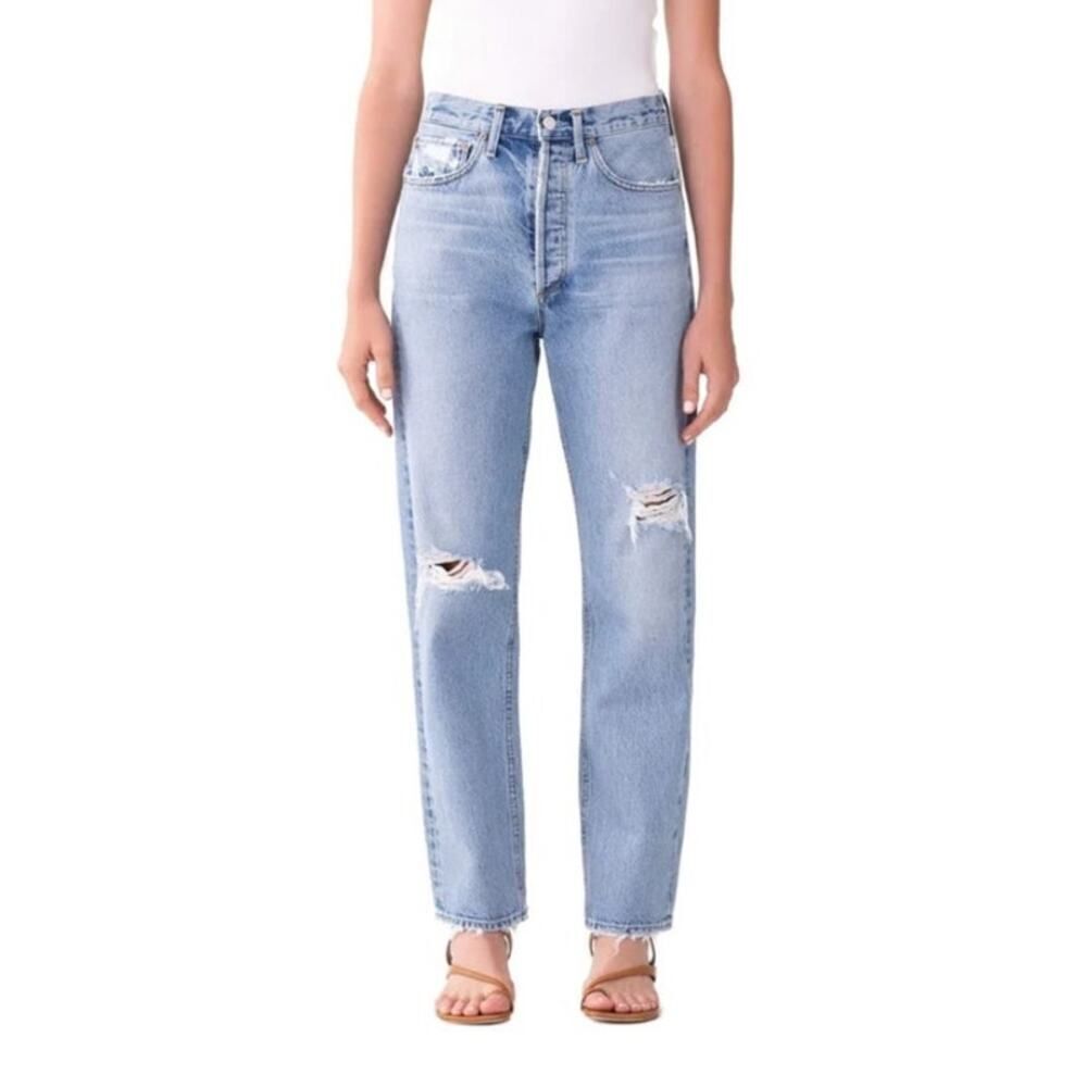 Agolde 90s Jean High Rise Button Fly Distressed Women's Size 28